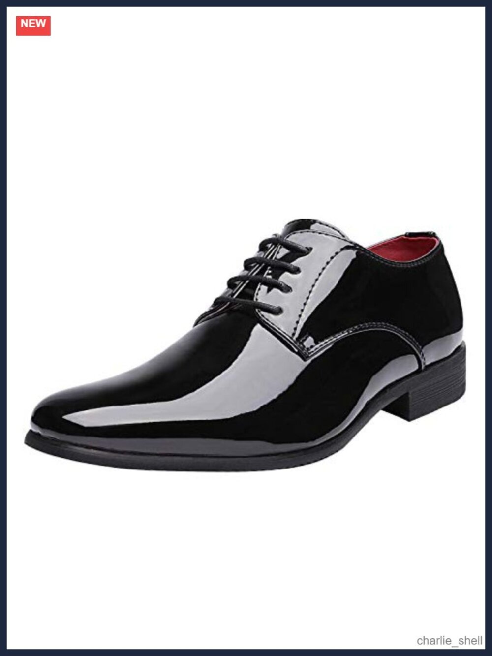 Faux Patent Leather Tuxedo Dress Oxford Lace Up Formal Shoes